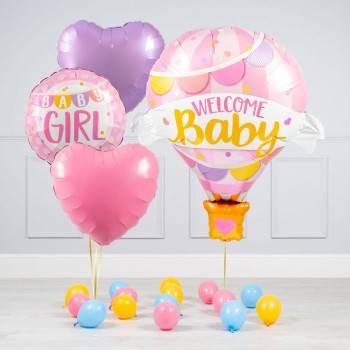 Μπουκέτο με Μπαλόνια Αερόστατο για Γέννηση